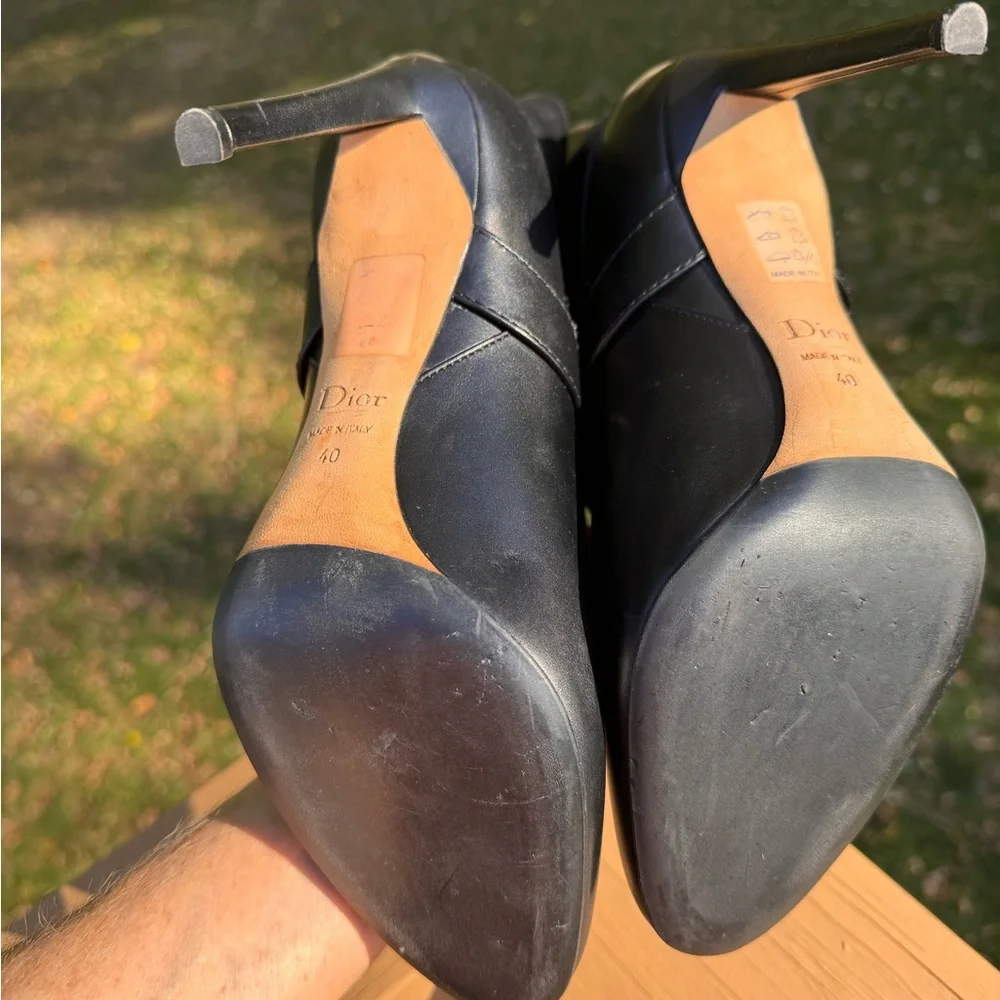 Christian Dior Black Ankle Leather Boots w Silver Buckle Size 40 - Picture 10 of 16